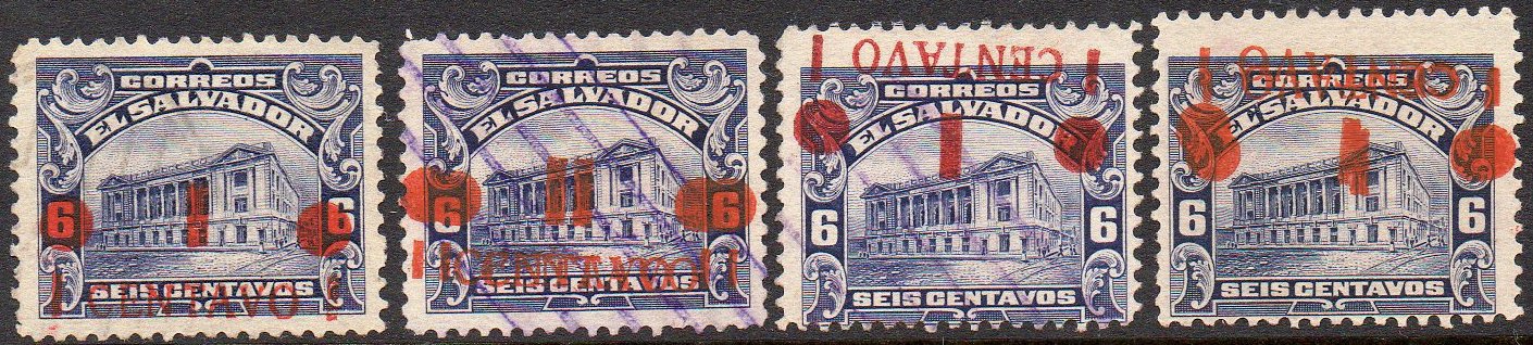 sellos timbres-poste Briefmarken stamps El Salvador 1918 1c/6c CENTAVO in capital letters Tram Trolley Tranvia National Theatre teatro nacional 